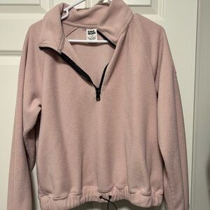 Love & Sports Soft Fleece Sweatshirt Womens S 4-6 Light Pink Cozy 1/2 Zip